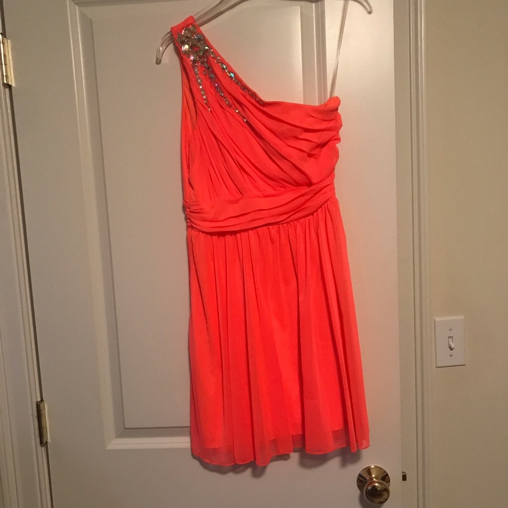 NEON Pink One Shoulder Charlotte Russe Dress